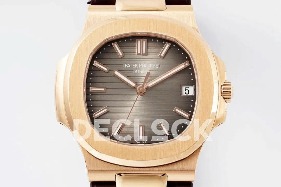 Replica Pattek Philippe Nautilus 5711/1R Best Edition Brown Textured Dial on Brown Rubber Strap