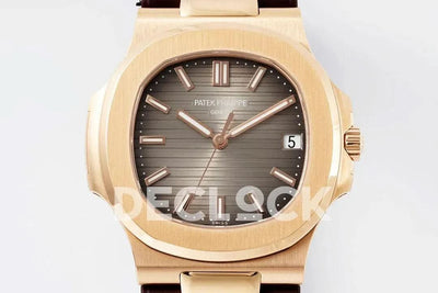 Replica Pattek Philippe Nautilus 5711/1R Best Edition Brown Textured Dial on Brown Rubber Strap