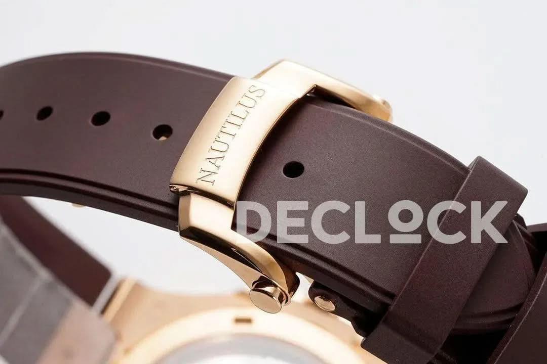 Replica Pattek Philippe Nautilus 5711/1R Best Edition Brown Textured Dial on Brown Rubber Strap |  Declock.