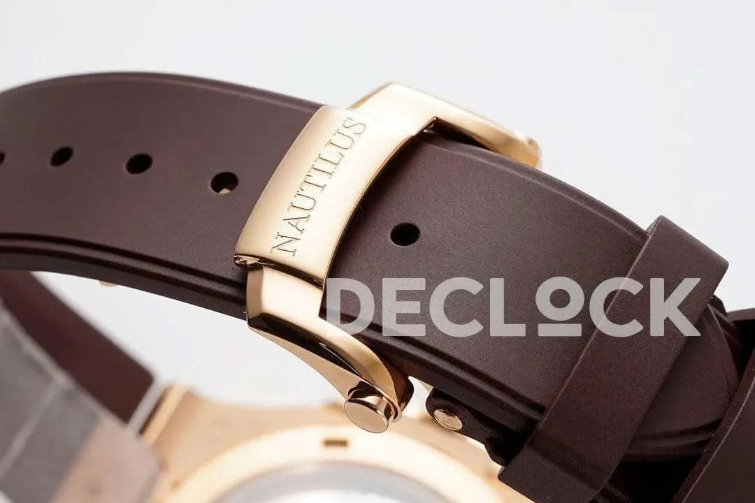 Replica Pattek Philippe Nautilus 5711/1R Best Edition Brown Textured Dial on Brown Rubber Strap