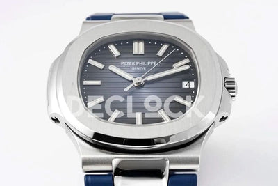 Replica Pattek Philippe Nautilus 5711/1A Blue Textured Dial on Blue Rubber Strap