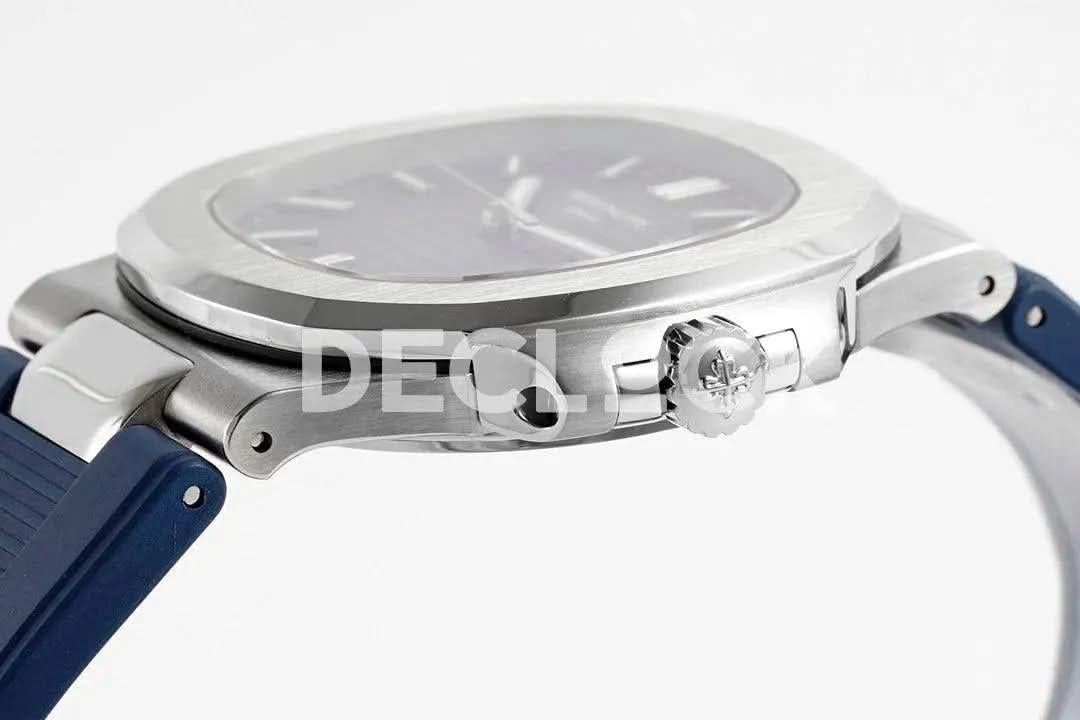Replica Pattek Philippe Nautilus 5711/1A Blue Textured Dial on Blue Rubber Strap |  Declock.