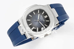 Replica Pattek Philippe Nautilus 5711/1A Blue Textured Dial on Blue Rubber Strap