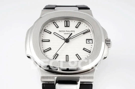 Replica Pattek Philippe Nautilus 5711/1A White Textured Dial on Black Rubber Strap | Declock.