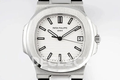 Replica Pattek Philippe Nautilus 5711/1A White Textured Dial on Black Rubber Strap