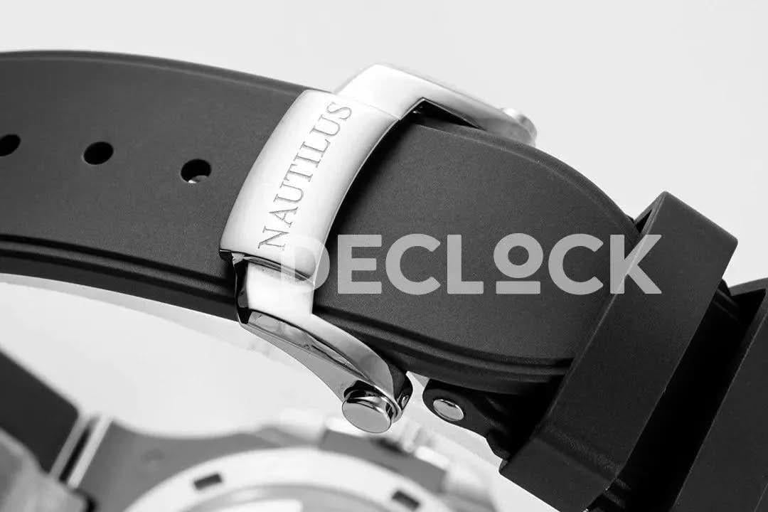 Replica Pattek Philippe Nautilus 5726 Complicated SS White Textured Dial on Black Rubber Strap |  Declock.