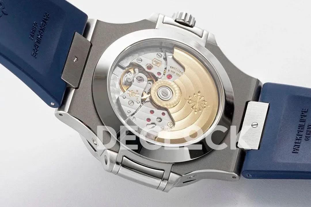 Replica Pattek Philippe Nautilus 5726 Complicated SS Blue Textured Dial on Blue Rubber Strap |  Declock.