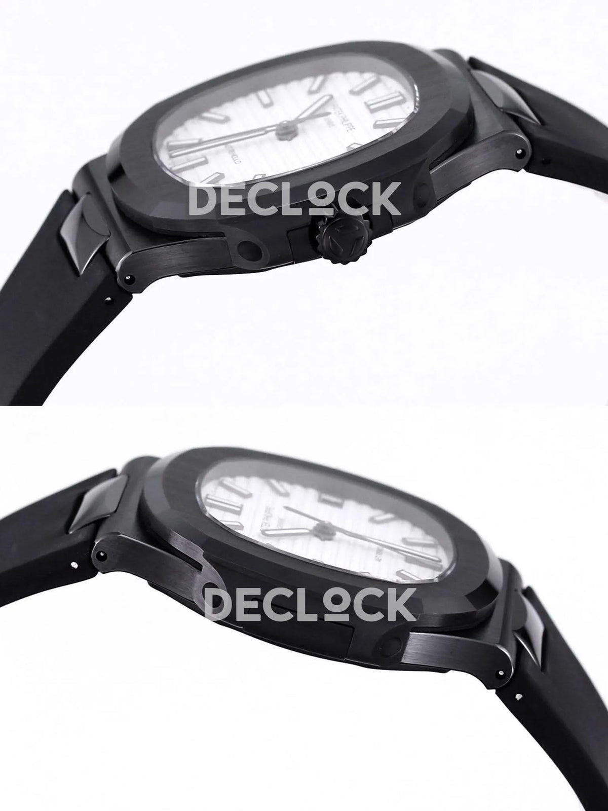 Replica Pattek Philippe AET Nautilus 5711 Black Ceramic AMGF White Dial on Black Rubber Strap |  Declock.