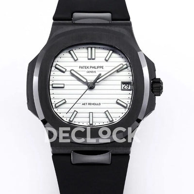 Replica Pattek Philippe AET Nautilus 5711 Black Ceramic AMGF White Dial on Black Rubber Strap