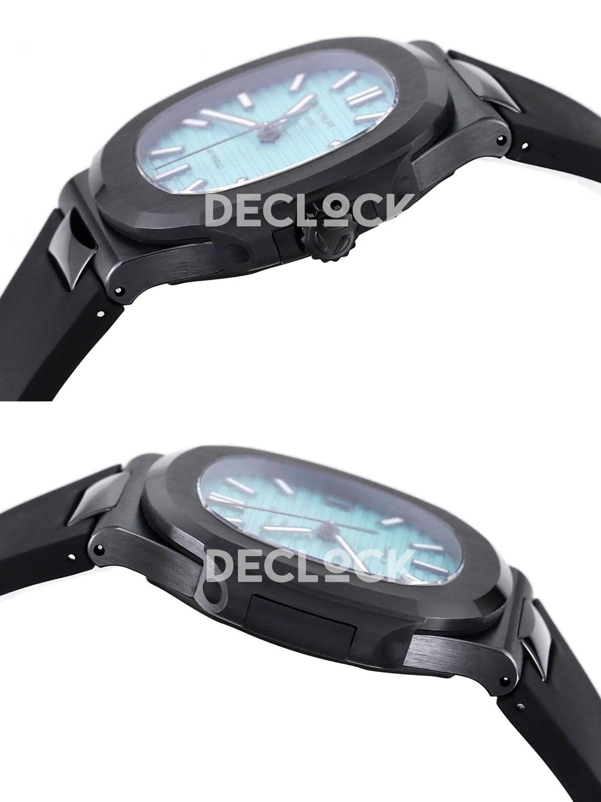 Replica Pattek Philippe AET Nautilus 5711 Black Ceramic AMGF Tiffany Blue Dial on Black Rubber Strap |  Declock.