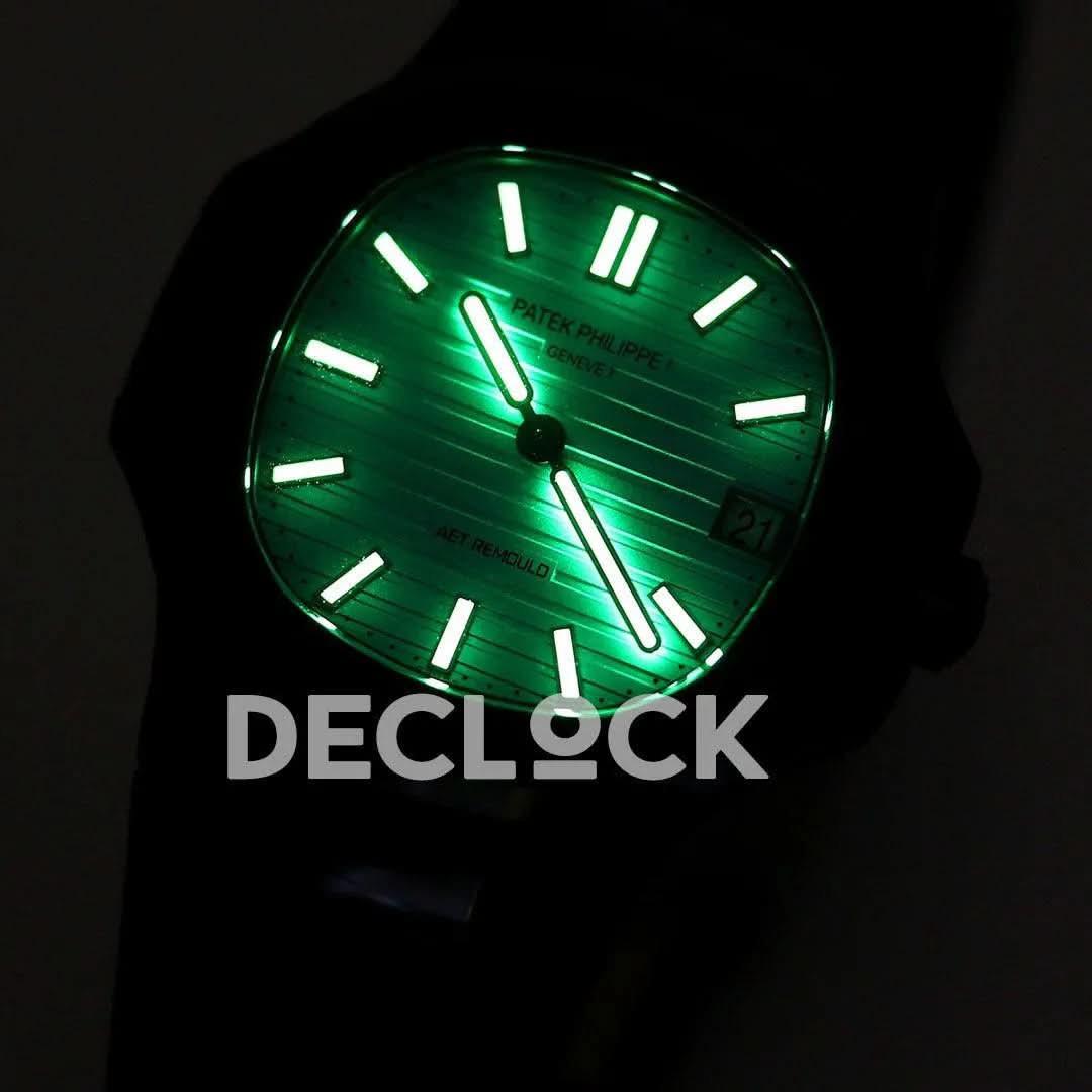 Replica Pattek Philippe AET Nautilus 5711 Black Ceramic AMGF Tiffany Blue Dial on Black Rubber Strap |  Declock.