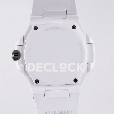 Replica Pattek Philippe AET Nautilus 5711 White Ceramic AMGF Black Dial on White Rubber Strap