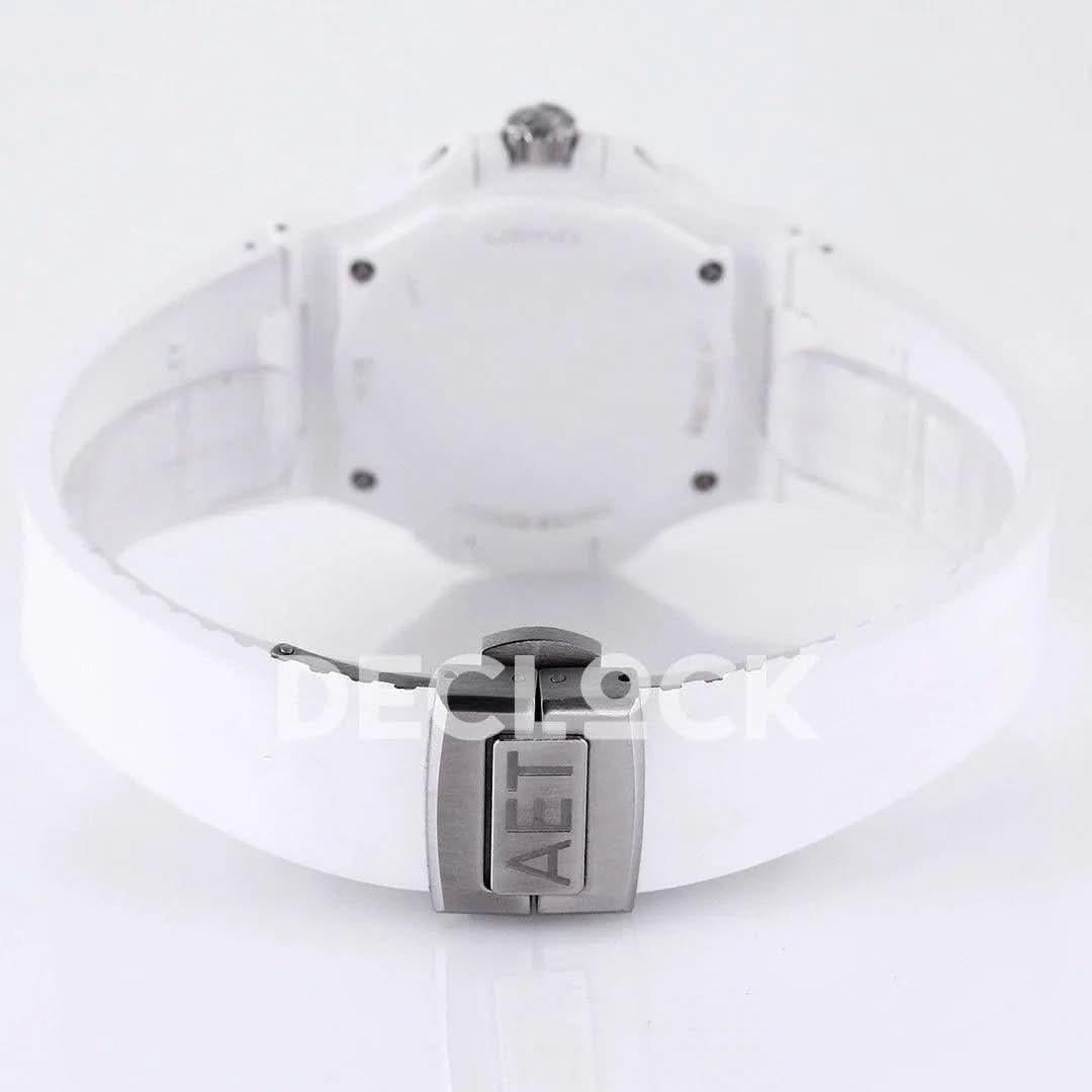 Replica Pattek Philippe AET Nautilus 5711 White Ceramic AMGF Black Dial on White Rubber Strap |  Declock.