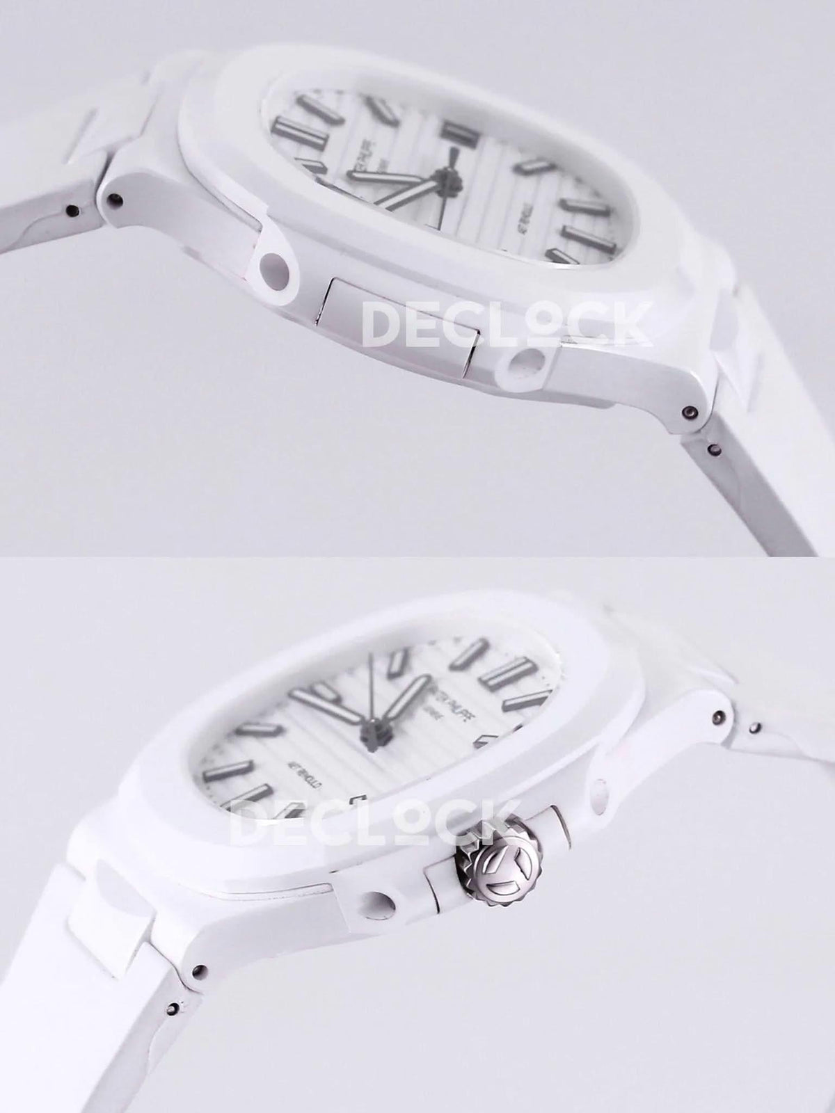 Replica Pattek Philippe AET Nautilus 5711 White Ceramic AMGF White Dial on White Rubber Strap |  Declock.