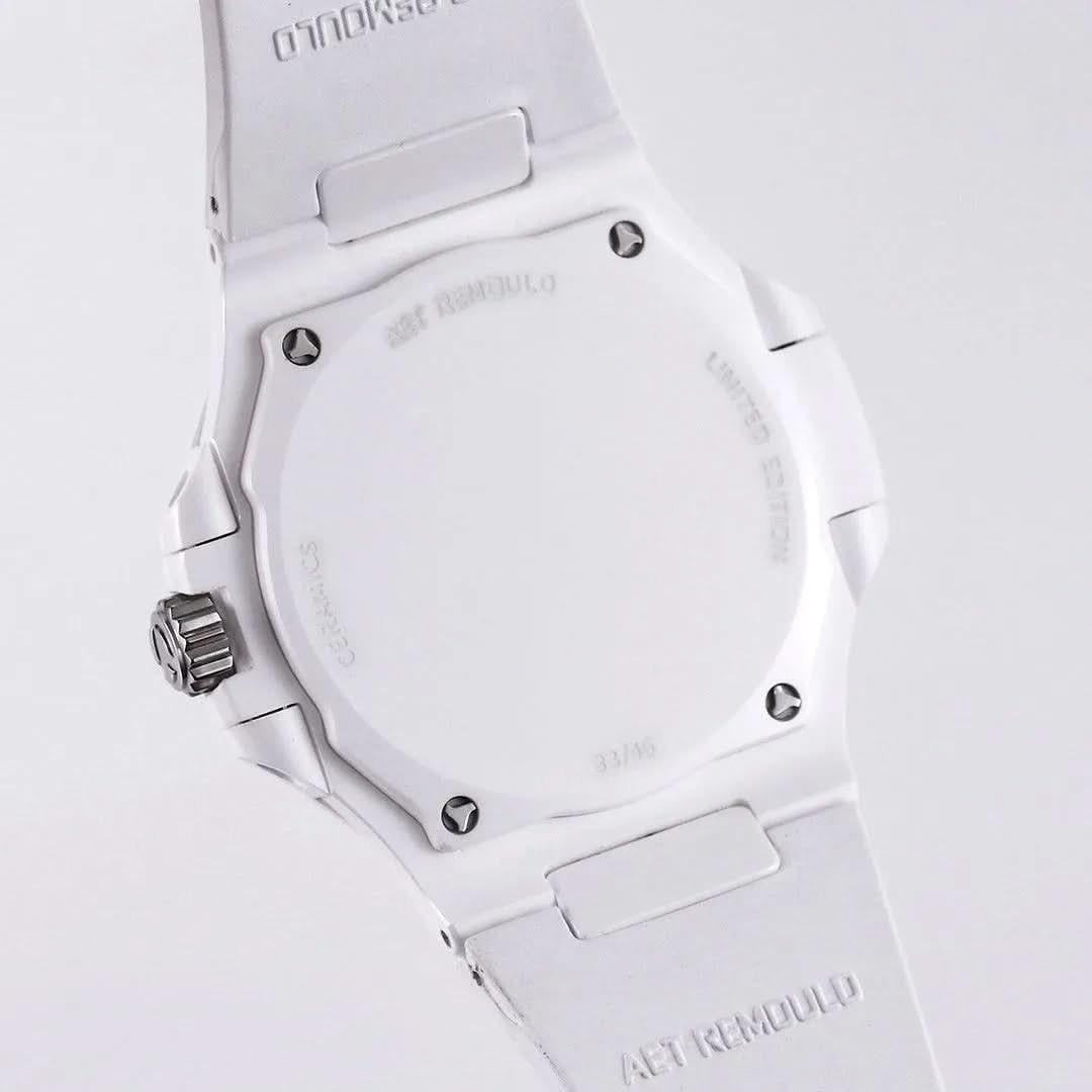Replica Pattek Philippe AET Nautilus 5711 White Ceramic AMGF White Dial on White Rubber Strap |  Declock.