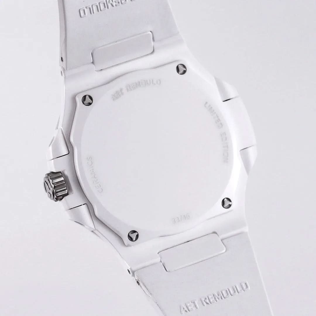 Replica Pattek Philippe AET Nautilus 5711 White Ceramic AMGF Tiffany Blue Dial on White Rubber Strap