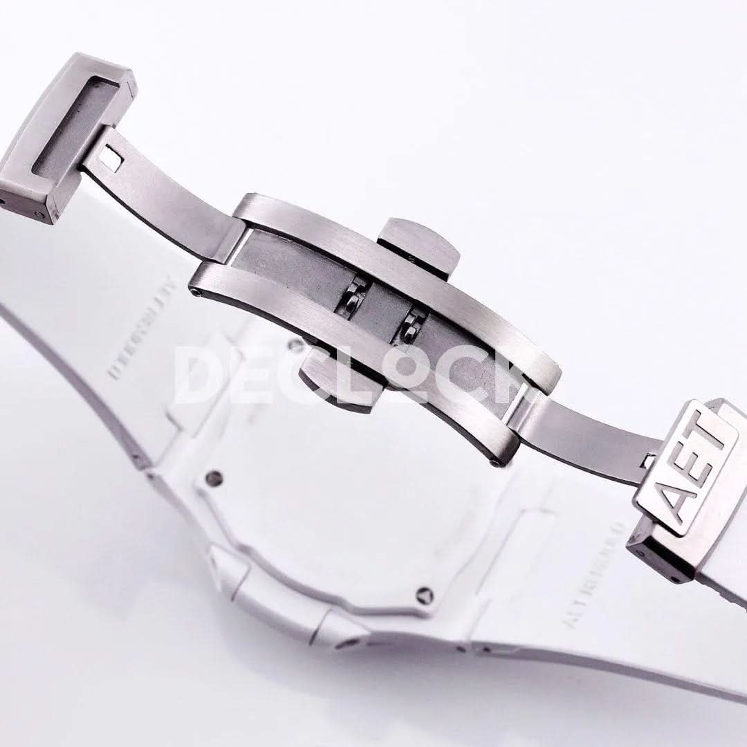 Replica Pattek Philippe AET Nautilus 5711 White Ceramic AMGF Tiffany Blue Dial on White Rubber Strap