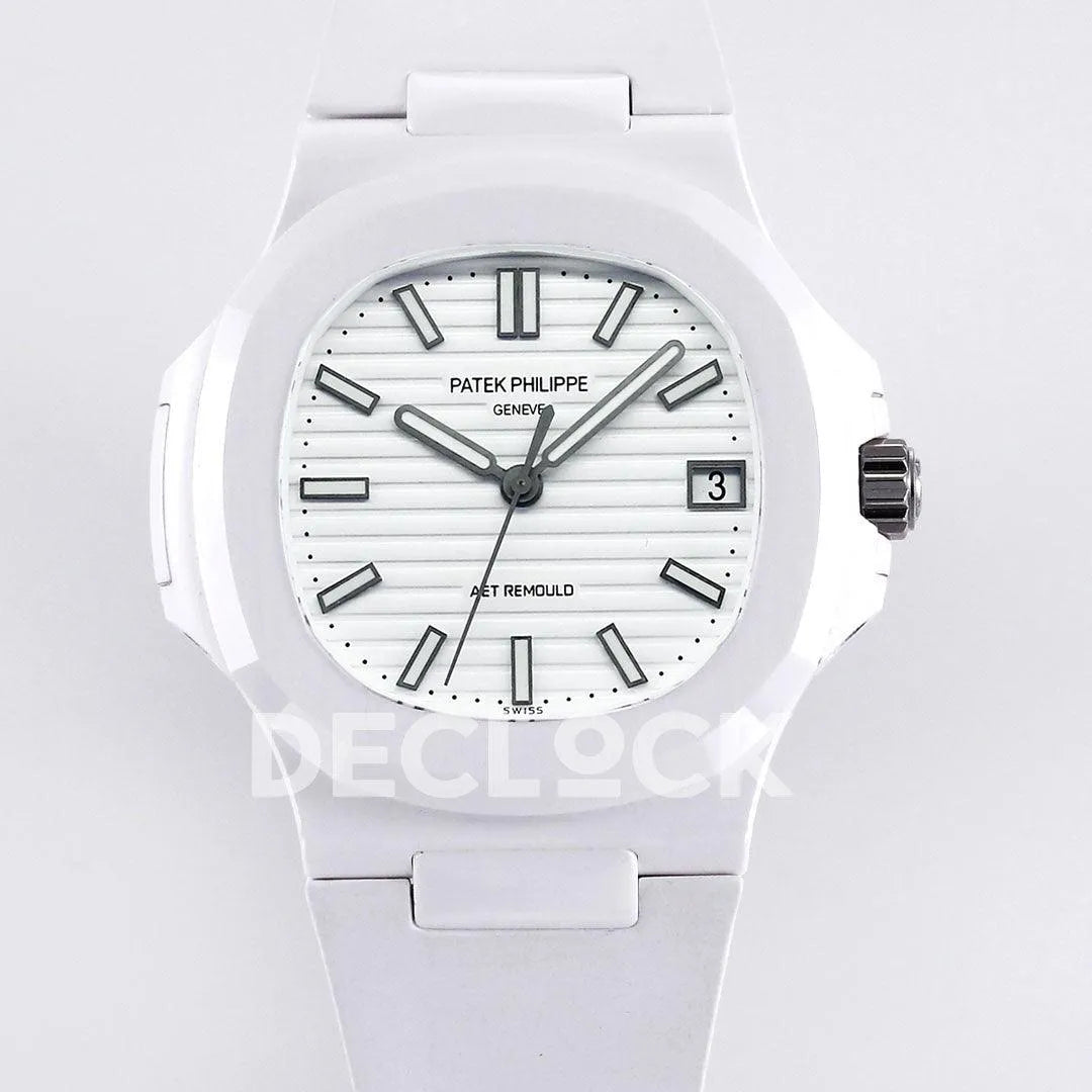 AET Nautilus 5711 White Ceramic AMGF White Dial on White Rubber Strap