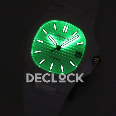Replica Pattek Philippe AET Nautilus 5711 White Ceramic AMGF Tiffany Blue Dial on White Rubber Strap