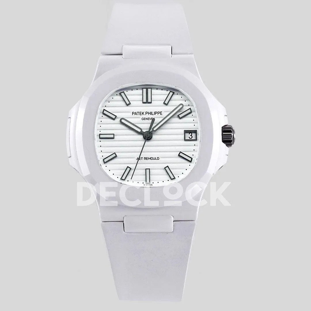 AET Nautilus 5711 White Ceramic AMGF White Dial on White Rubber Strap