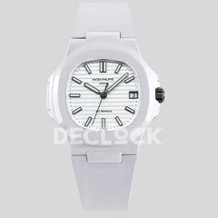 Replica Pattek Philippe AET Nautilus 5711 White Ceramic AMGF White Dial on White Rubber Strap