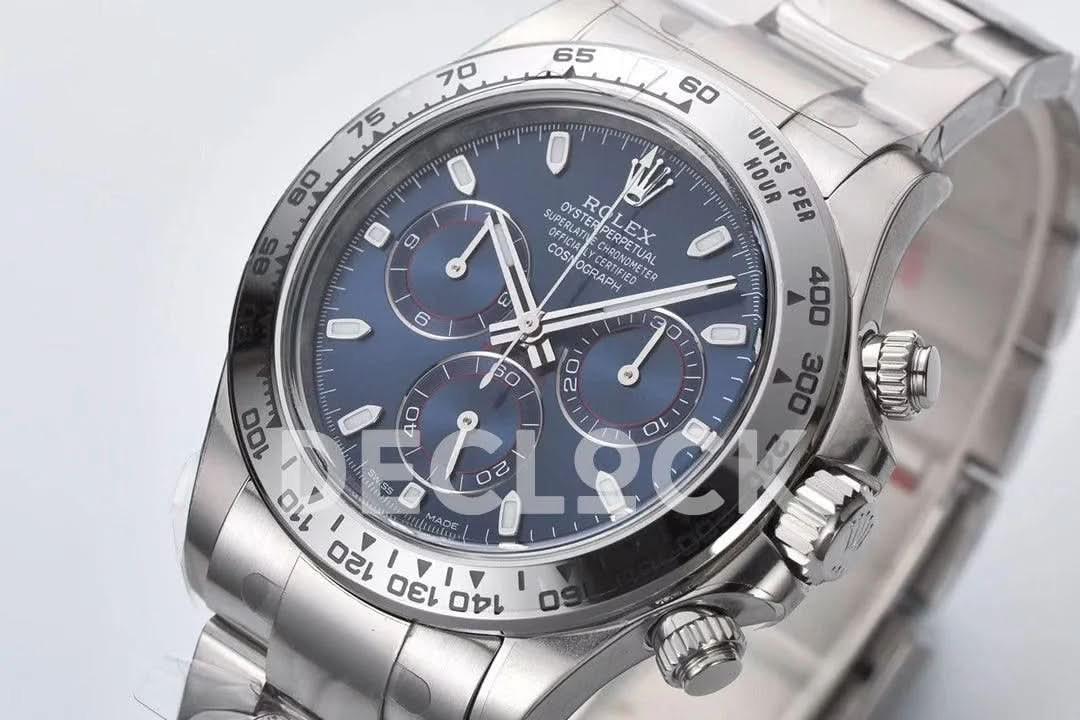 Replica Rolex Daytona 116509 Blue Dial in White Gold |  Declock.