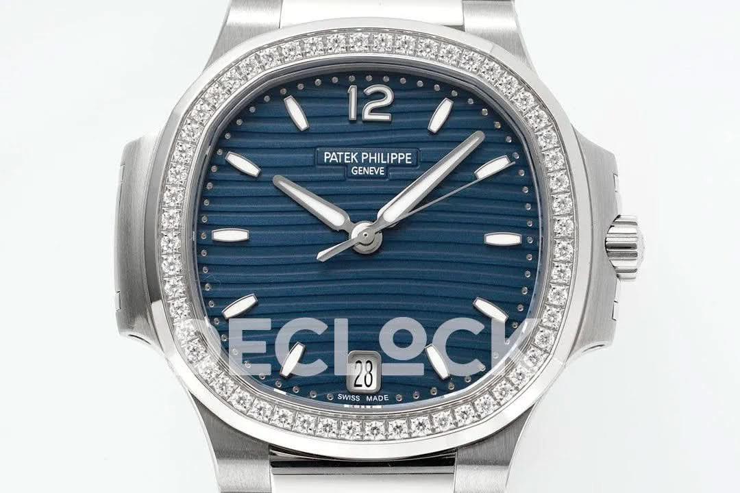 Replica Pattek Philippe Nautilus 7118 Ladies SS Blue Dial Diamond Bezel |  Declock.