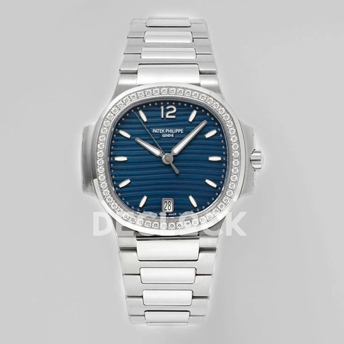 Replica Pattek Philippe Nautilus 7118 Ladies SS Blue Dial Diamond Bezel |  Declock.