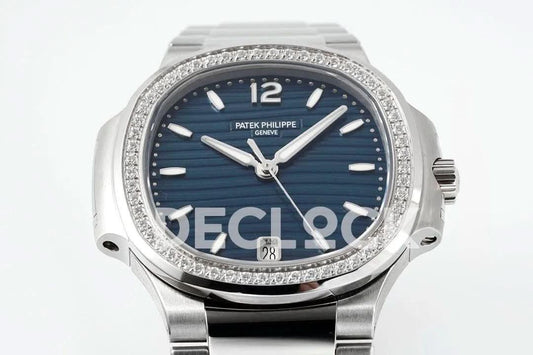 Replica Pattek Philippe Nautilus 7118 Ladies SS Blue Dial Diamond Bezel | Declock.