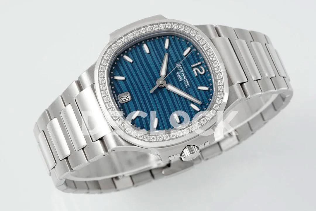 Replica Pattek Philippe Nautilus 7118 Ladies SS Blue Dial Diamond Bezel |  Declock.