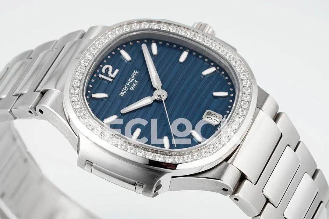 Replica Pattek Philippe Nautilus 7118 Ladies SS Blue Dial Diamond Bezel |  Declock.