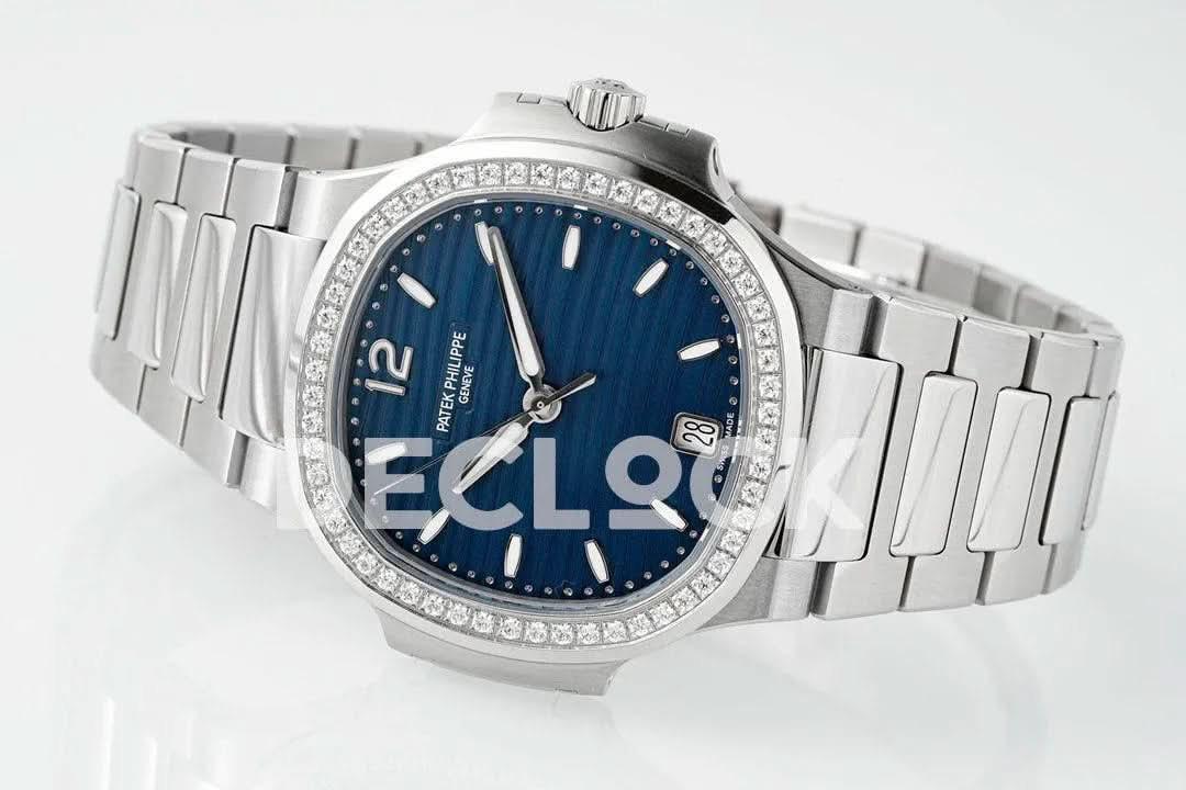 Replica Pattek Philippe Nautilus 7118 Ladies SS Blue Dial Diamond Bezel |  Declock.