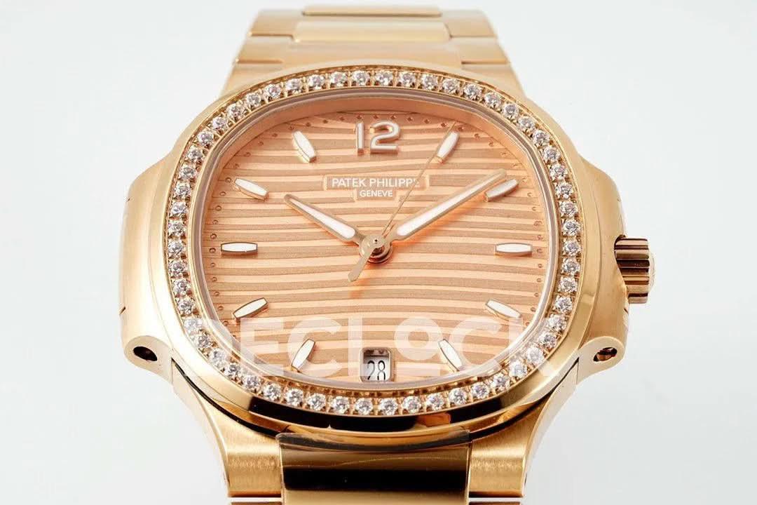 Replica Pattek Philippe Nautilus 7118 Ladies RG Diamond Bezel |  Declock.