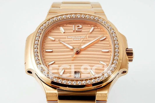 Replica Pattek Philippe Nautilus 7118 Ladies RG Diamond Bezel | Declock.