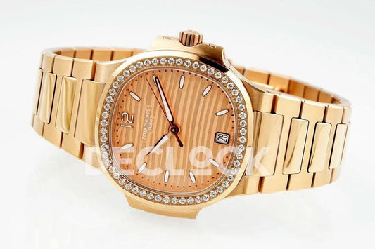 Replica Pattek Philippe Nautilus 7118 Ladies RG Diamond Bezel |  Declock.