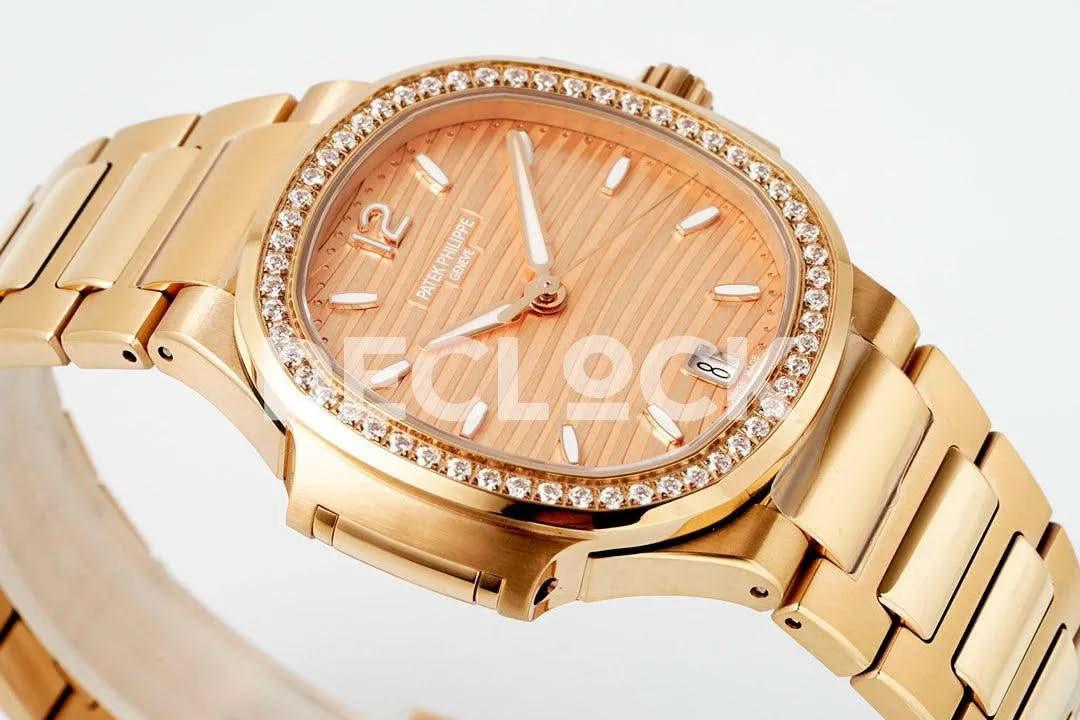 Replica Pattek Philippe Nautilus 7118 Ladies RG Diamond Bezel |  Declock.