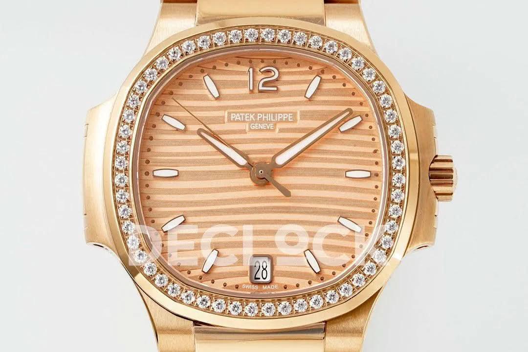 Replica Pattek Philippe Nautilus 7118 Ladies RG Diamond Bezel |  Declock.