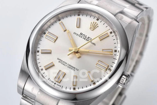 Replica Rolex Oyster Perpetual 41mm Silver Blue Dial 124300 | Declock.