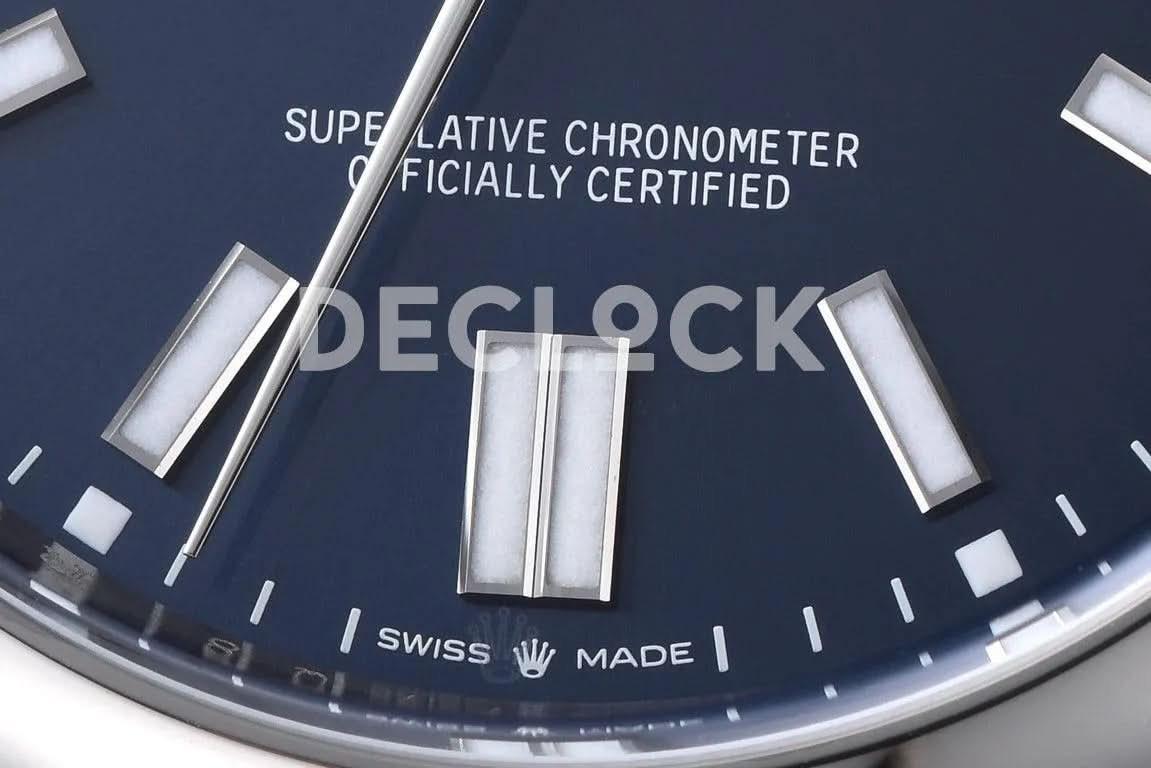 Replica Rolex Oyster Perpetual 41mm Turquoise Bright Blue Dial 124300 |  Declock.