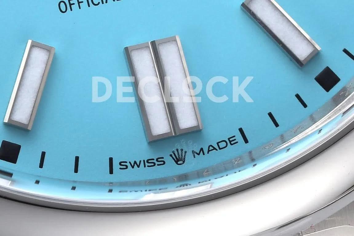 Replica Rolex Oyster Perpetual 41mm Turquoise Blue Dial 124300 |  Declock.
