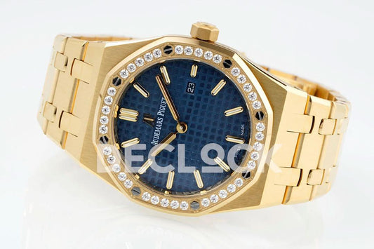 Replica Audemars Pigeut Royal Oak 33mm 67651OR YG Diamond Bezel Blue Dial | Declock.