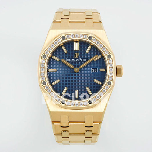 Replica Audemars Pigeut Royal Oak 33mm 67651OR YG Diamond Bezel Blue Dial | Declock.
