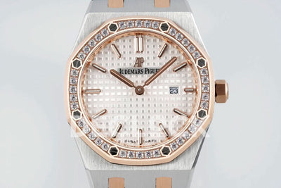 Royal Oak 33mm 67651OR SS/RG Diamond Bezel White Dial