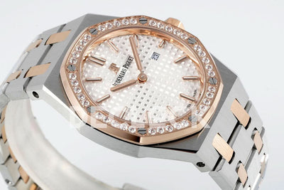 Royal Oak 33mm 67651OR SS/RG Diamond Bezel White Dial
