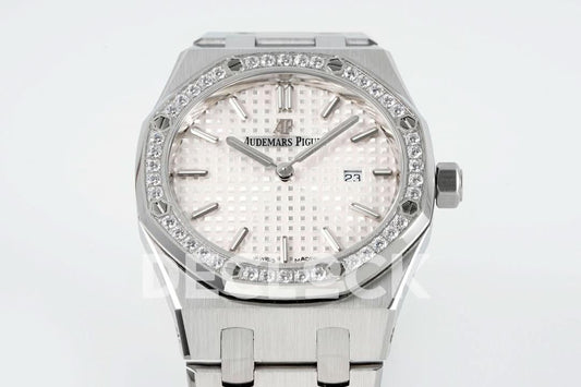 Replica Audemars Pigeut Royal Oak 33mm 67651OR SS Diamond Bezel White Dial |  Declock.