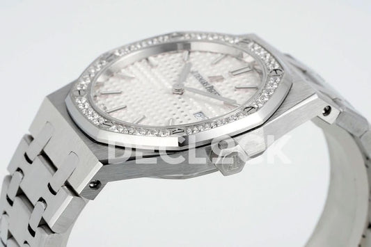 Replica Audemars Pigeut Royal Oak 33mm 67651OR SS Diamond Bezel White Dial |  Declock.