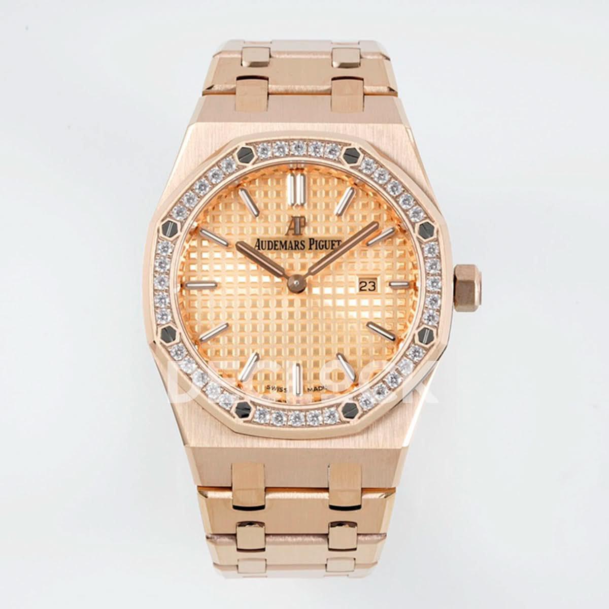 Replica Audemars Pigeut Royal Oak 33mm 67651OR RG Diamond Bezel RG Dial |  Declock.