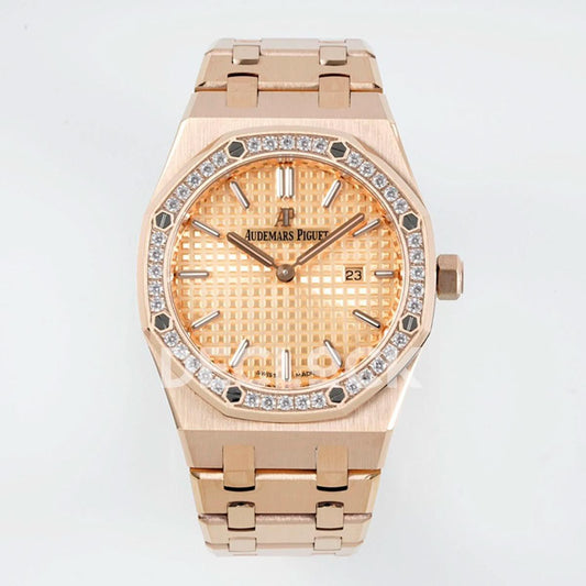 Replica Audemars Pigeut Royal Oak 33mm 67651OR RG Diamond Bezel RG Dial |  Declock.