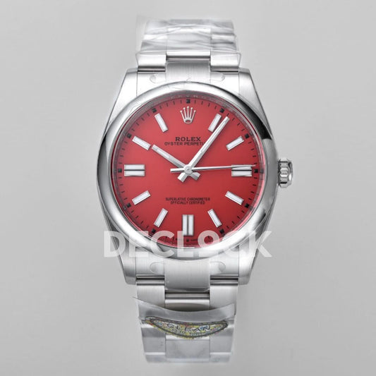 Replica Declock Oyster Perpetual 41mm Red Dial 124300 | Declock.