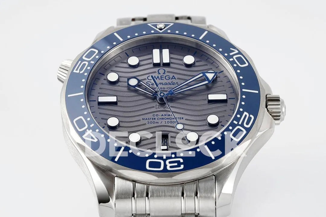 Seamaster Diver 300M SS Blue Ceramic Bezel Gray Dial on SS Bracelet